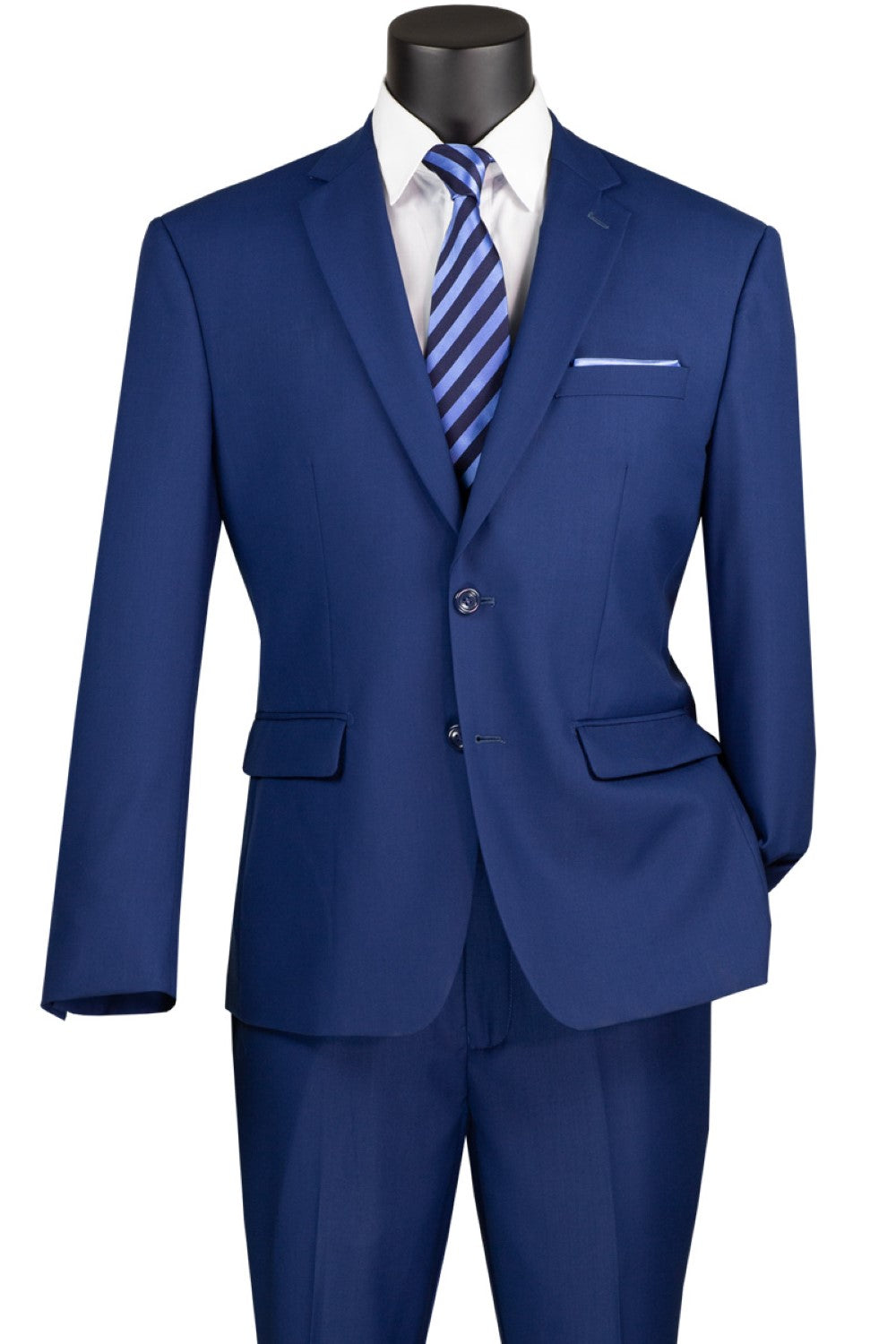 Nola Collection - Twilight Blue Regular Fit 2 Piece Suit Flat Front Pants with 2″ Elastic Waistband
