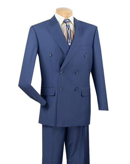 Ramses Collection - Beige Regular Fit Double Breasted 2 Piece Suit with Flexible Elastic Waistband by Vinci