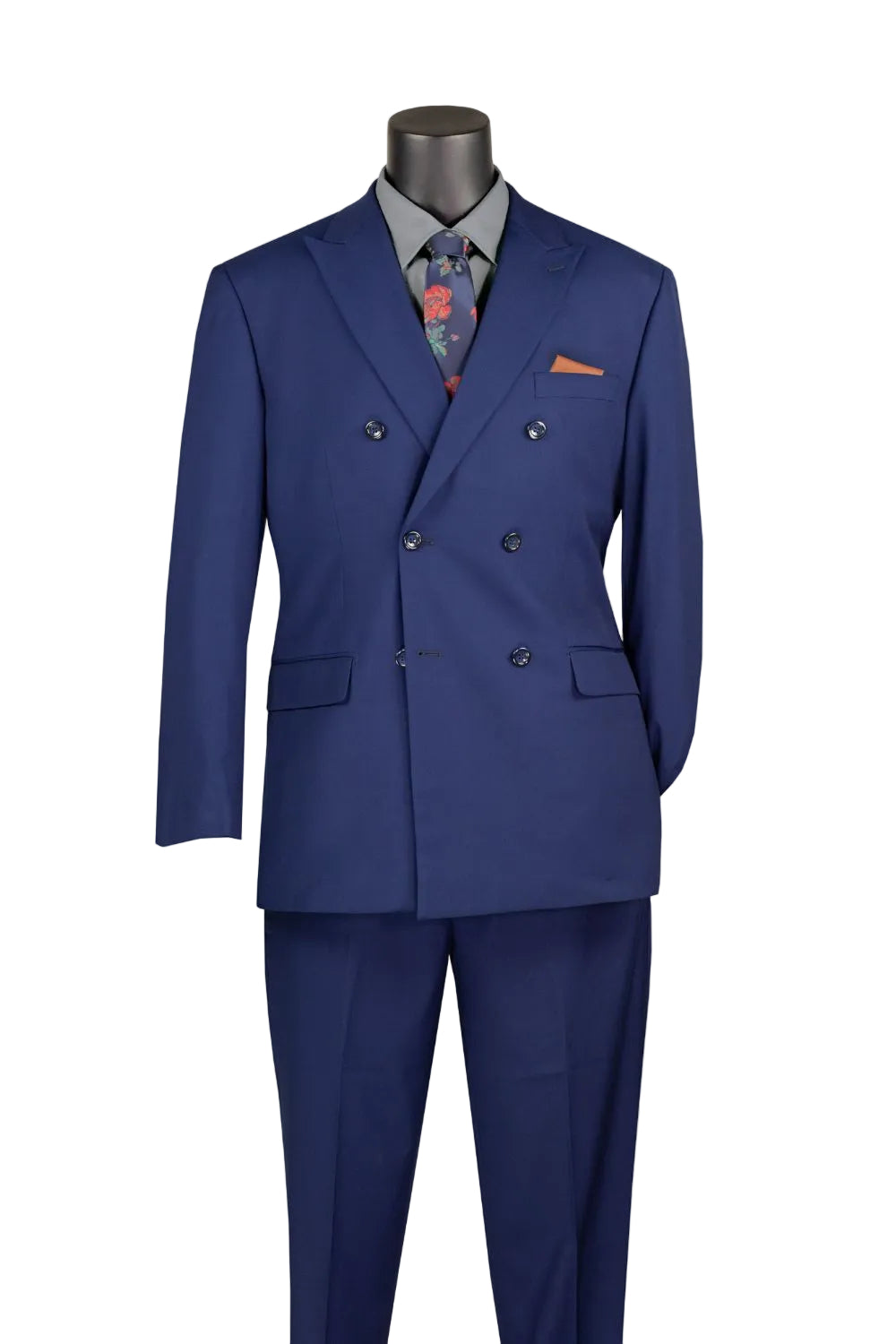 Ramses Collection - Patriot Blue Regular Fit Double Breasted 2 Piece Suit with Adjustable Waistband Pants (Copy)