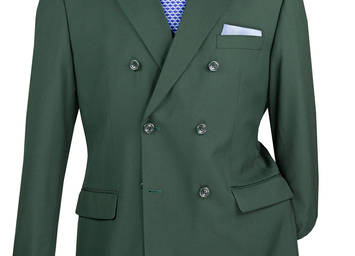 Hunter Green Peak Lapel 100% Percent Fabric Double Breasted Slanted Vest by menssuitsatlantain