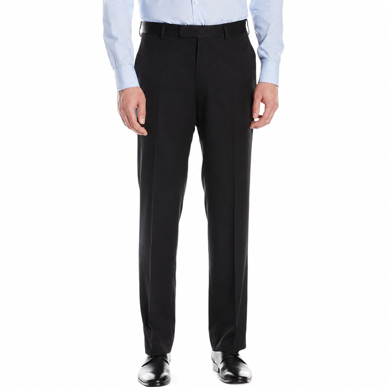 Pre-Hemmed Flat Front Adjustable Waistband Pants - Black