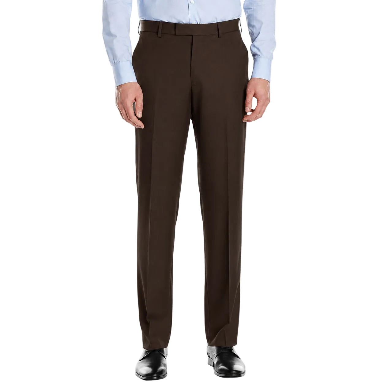 Pre-Hemmed Flat Front Adjustable Waistband Pants - Brown