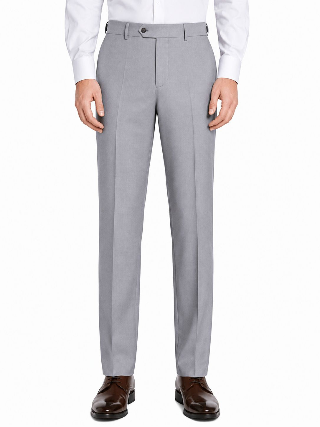 Pre-Hemmed Flat Front Adjustable Waistband Pants - Light Gray