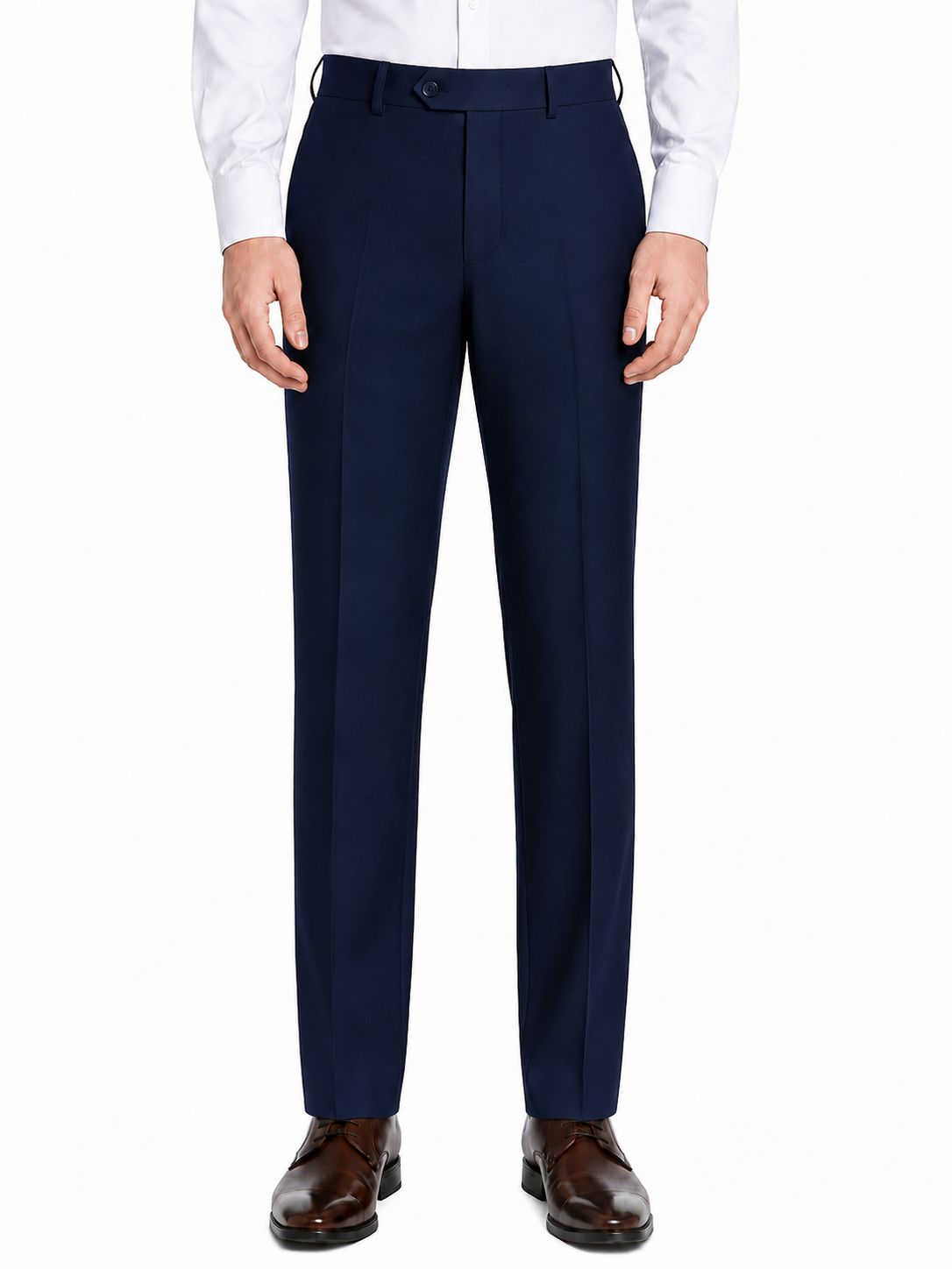 Pre-Hemmed Flat Front Adjustable Waistband Pants - Navy