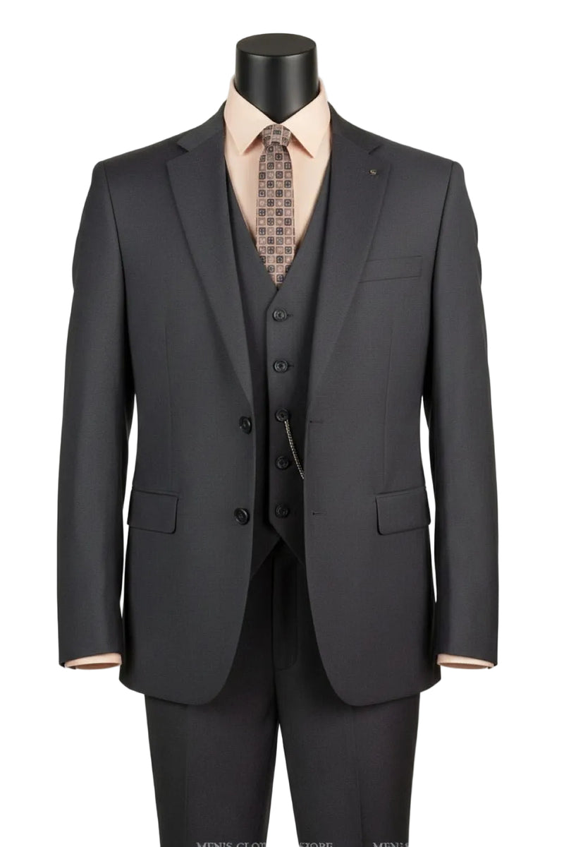 Morgan Collection - Regular Fit 3 Piece 2 Button Heather Gray | Suits ...