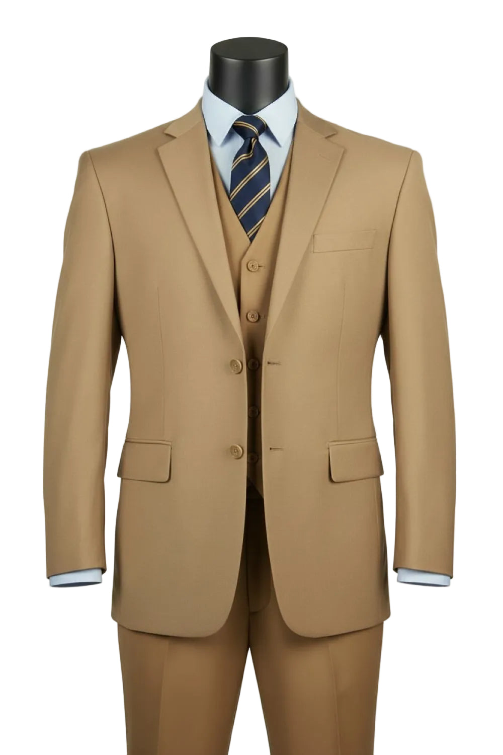 Morgan Collection - Regular Fit 3 Piece Suit 2 Button Khaki