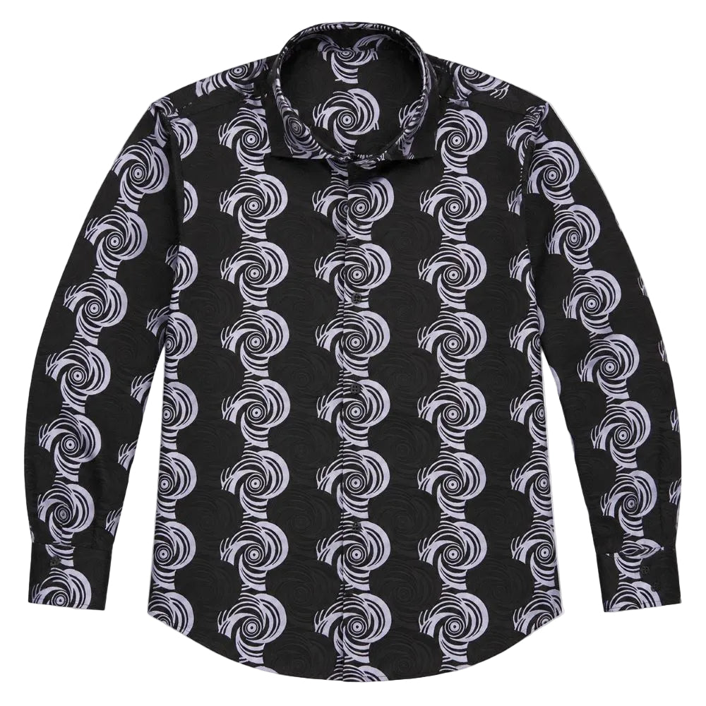 Dress Shirt Regular Fit Designer Pattern In Black/Silver