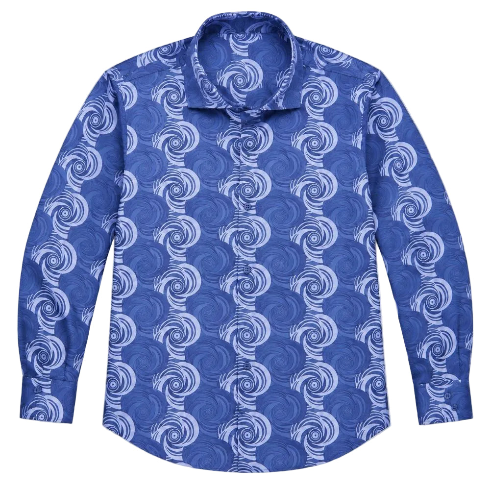 Dress Shirt Regular Fit Designer Pattern In Blue