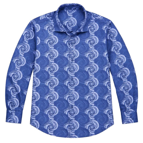 Dress Shirt Regular Fit Designer Pattern In Blue
