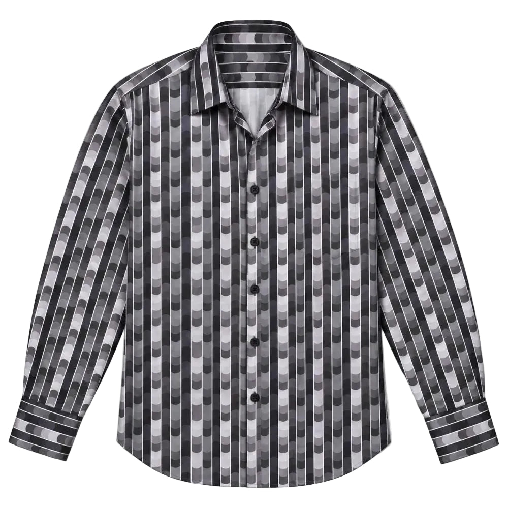 Dress Shirt Regular Fit Fancy Stripe Pattern In Black