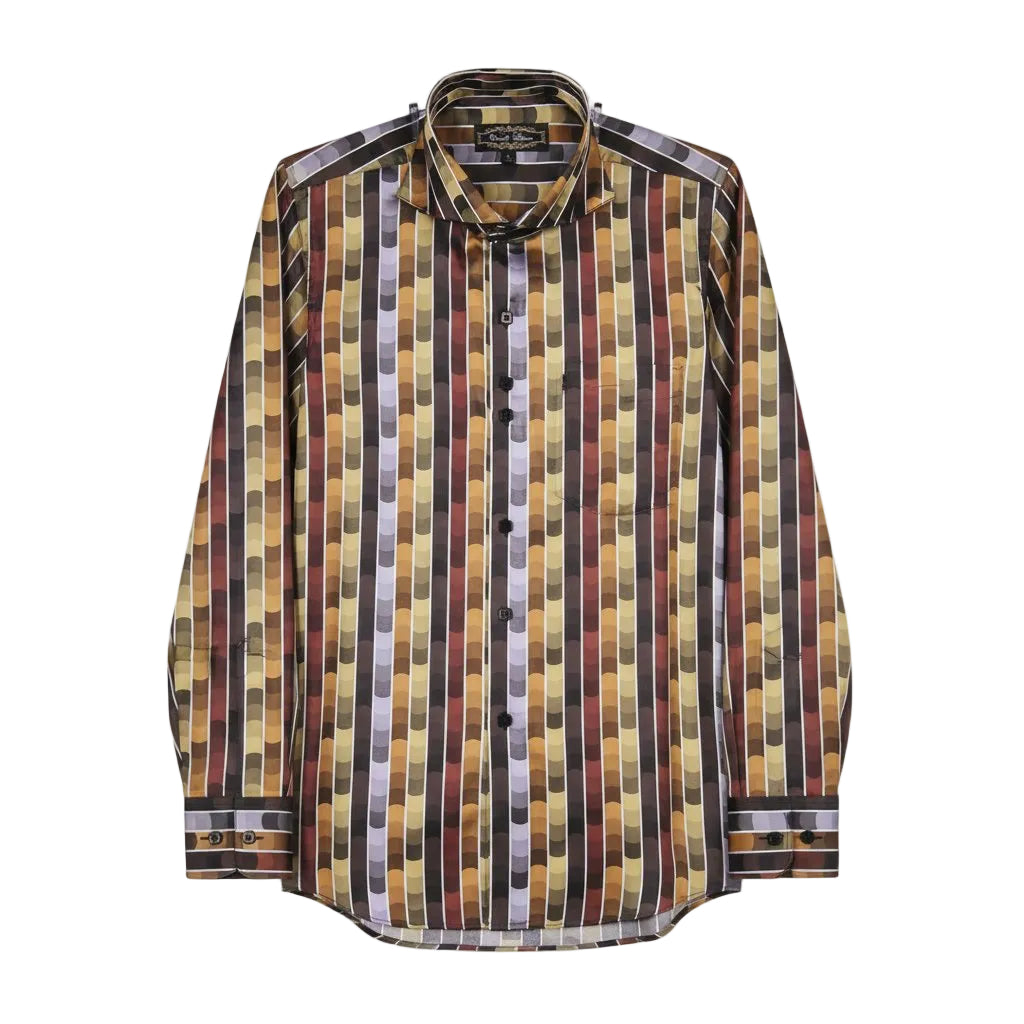 Patterned shirt on a light gray background