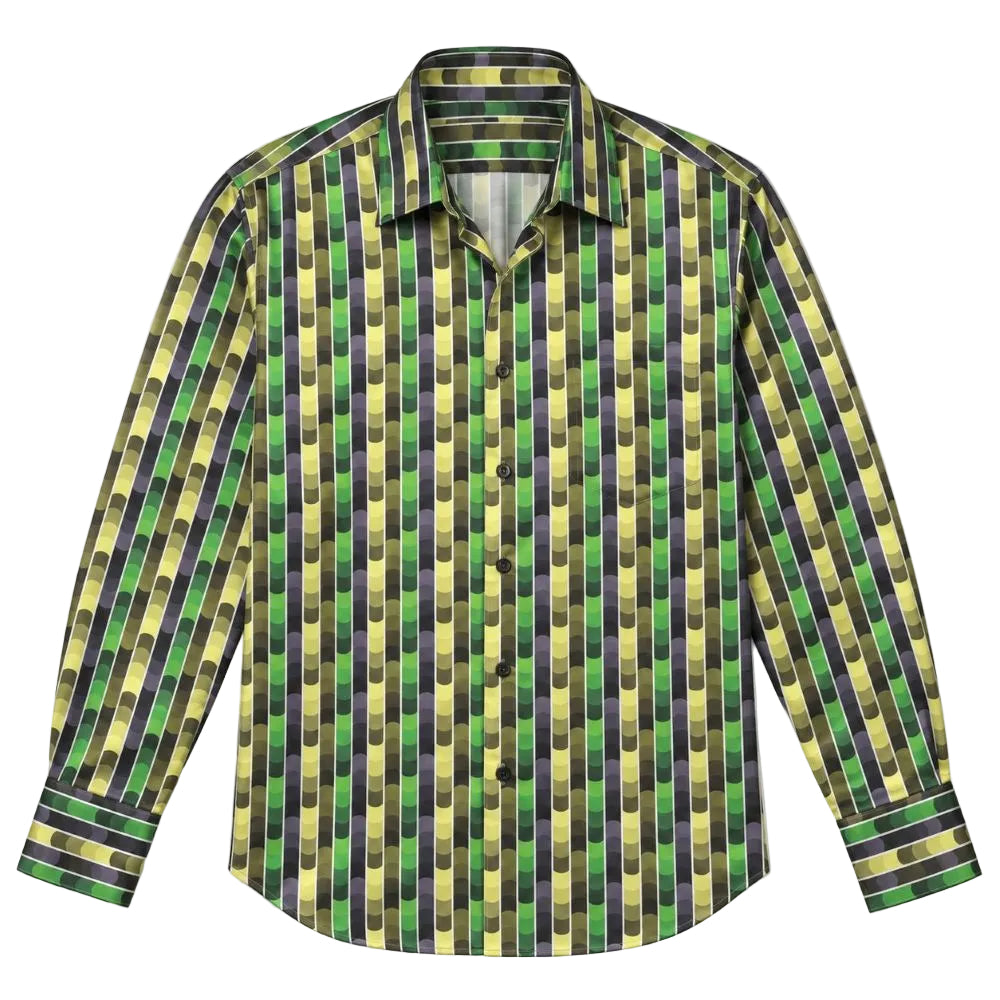 Dress Shirt Regular Fit Fancy Stripe Pattern In Green