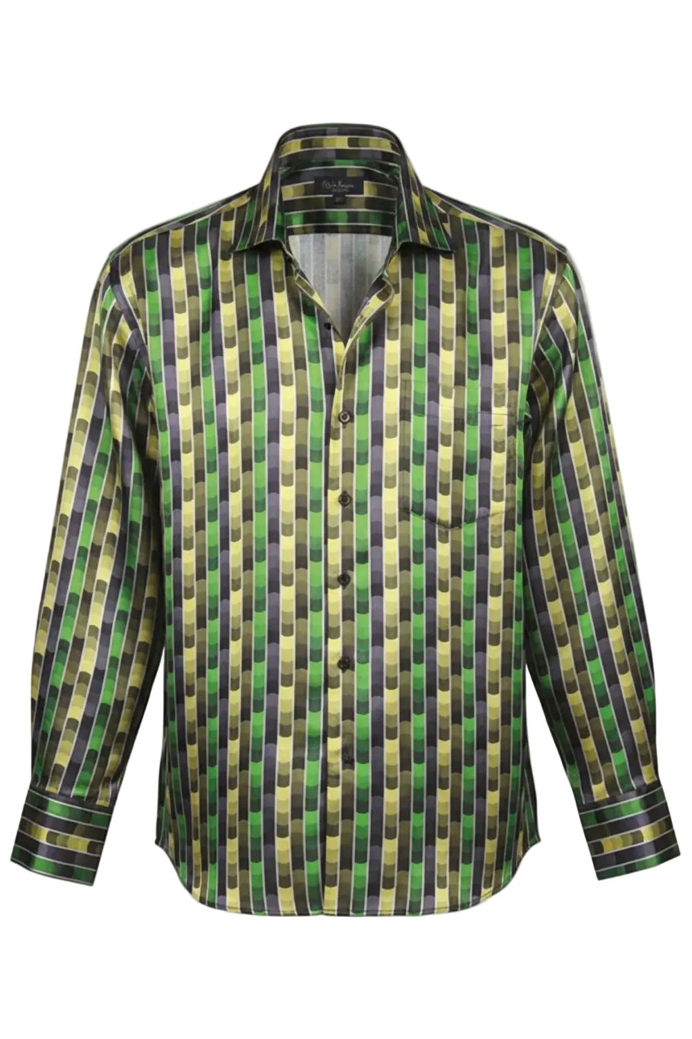 Dress Shirt Regular Fit Fancy Stripe Pattern In Green