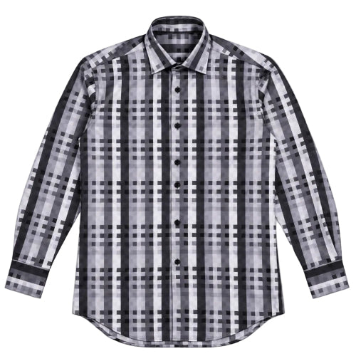 Dress Shirt Regular Fit Designer Check Pattern In Black