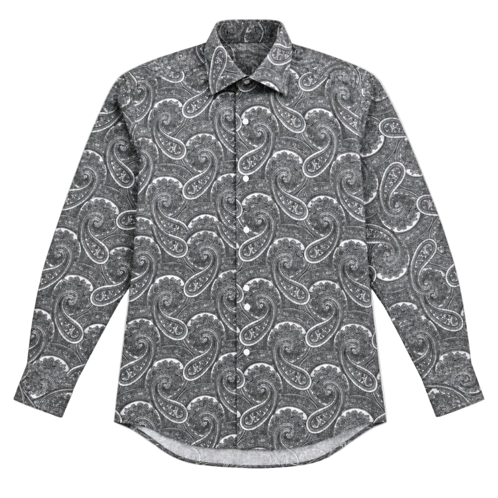 Dress Shirt Regular Fit Paisley Pattern In Black