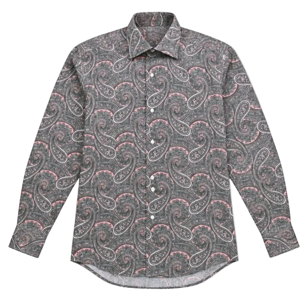 Dress Shirt Regular Fit Paisley Pattern In Rose