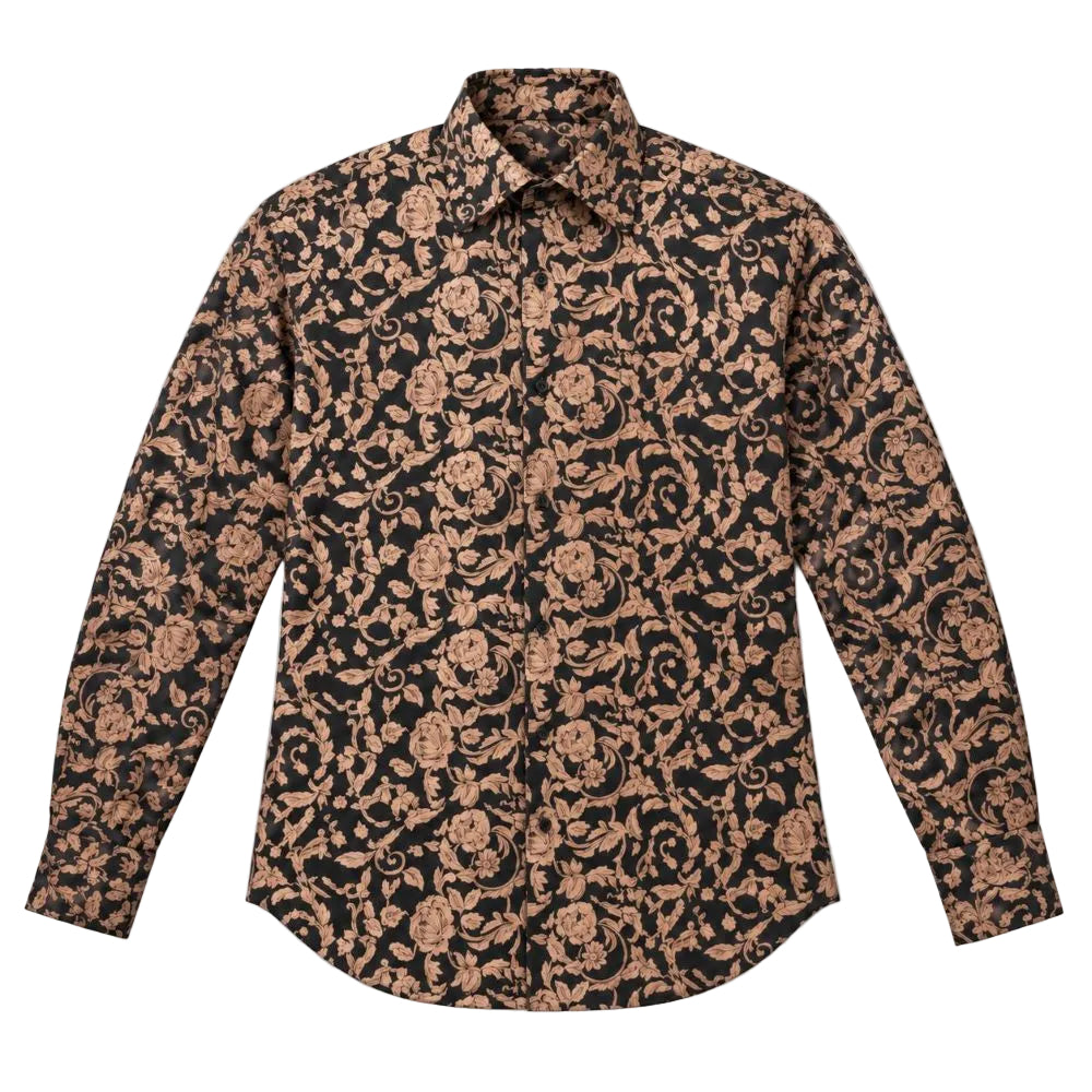 Dress Shirt Regular Fit Paisley Pattern In Tan