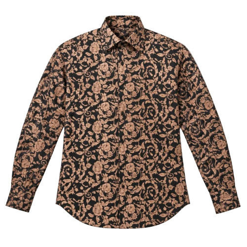 Dress Shirt Regular Fit Paisley Pattern In Tan