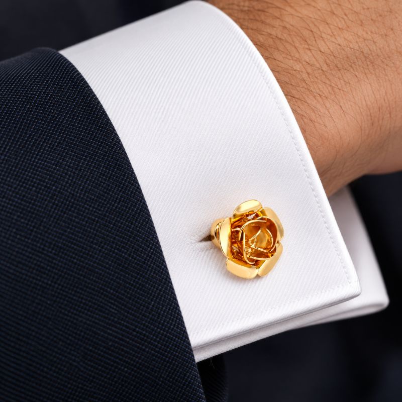 Boîte d'accessoires pour boutons de manchette pour hommes en or marbré