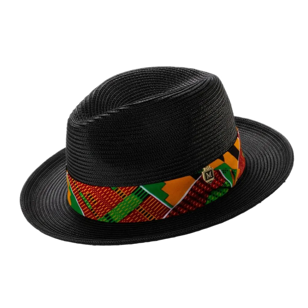 Black Braided Fedora Geometric Pattern Band
