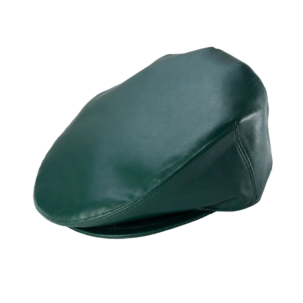 Men’s Classic Leather Ivy Flat Cap – Hunter Green
