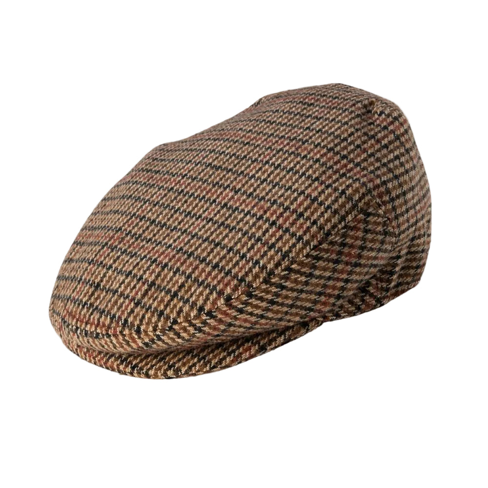 Wool Felt Plaid Ivy Flat Cap - Brown