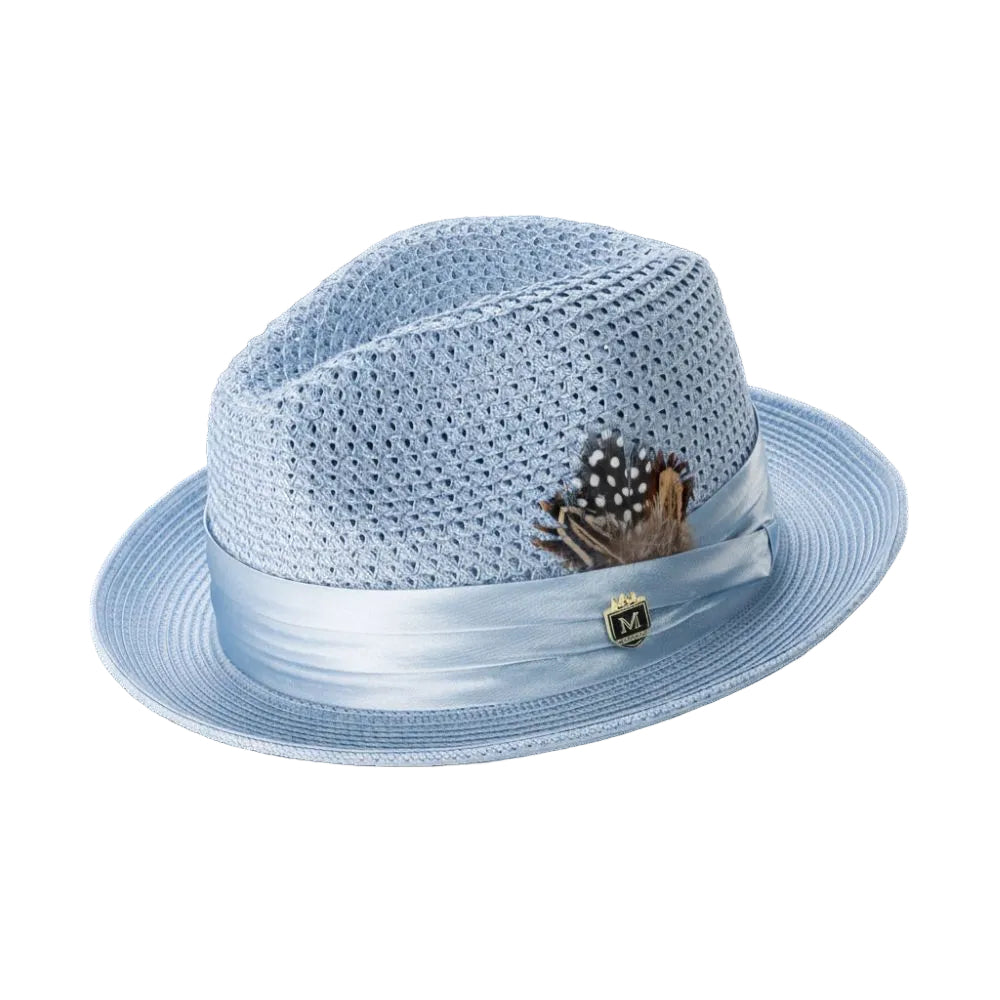 Carolina Solid Color Pinch Braided Fedora With Matching Satin Ribbon