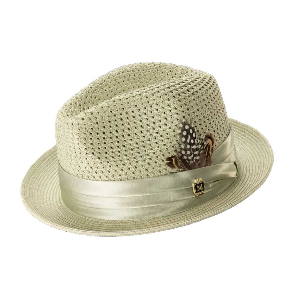 Mint Solid Color Pinch Braided Fedora With Matching Satin Ribbon