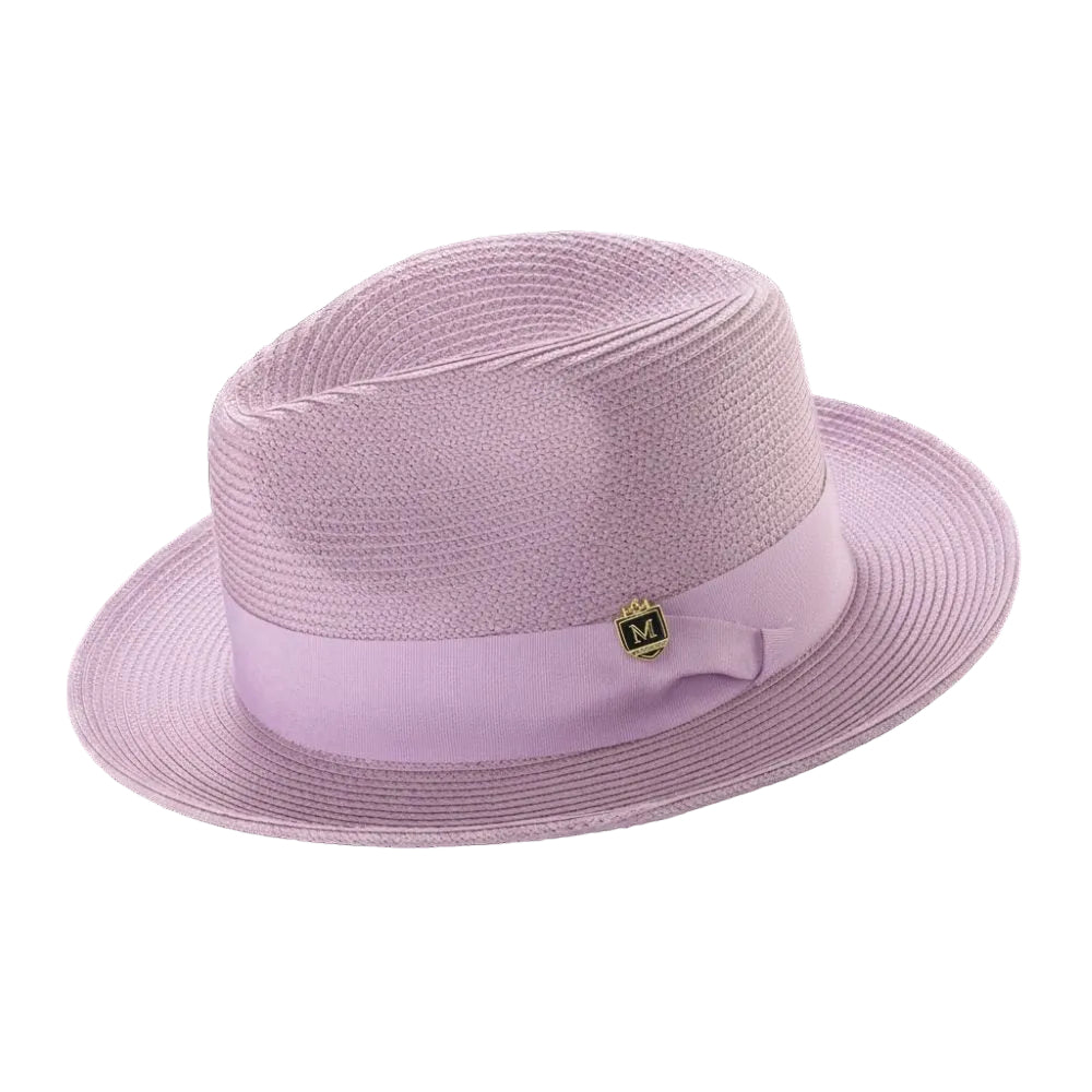 Lavender Braided Wide Brim Pinch Fedora Matching Grosgrain Ribbon
