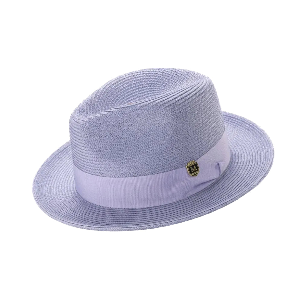 Lilac Braided Wide Brim Pinch Fedora Matching Grosgrain Ribbon