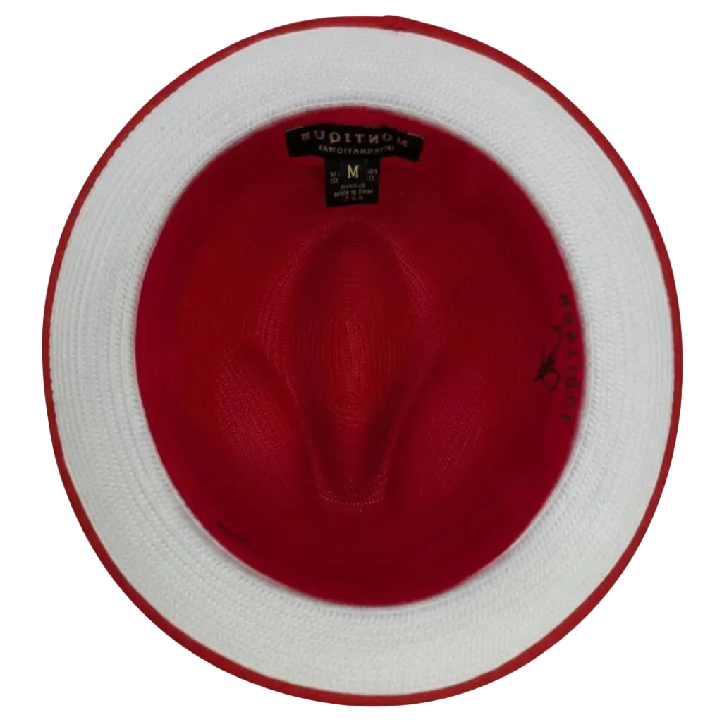 Red hat with white band on a white background