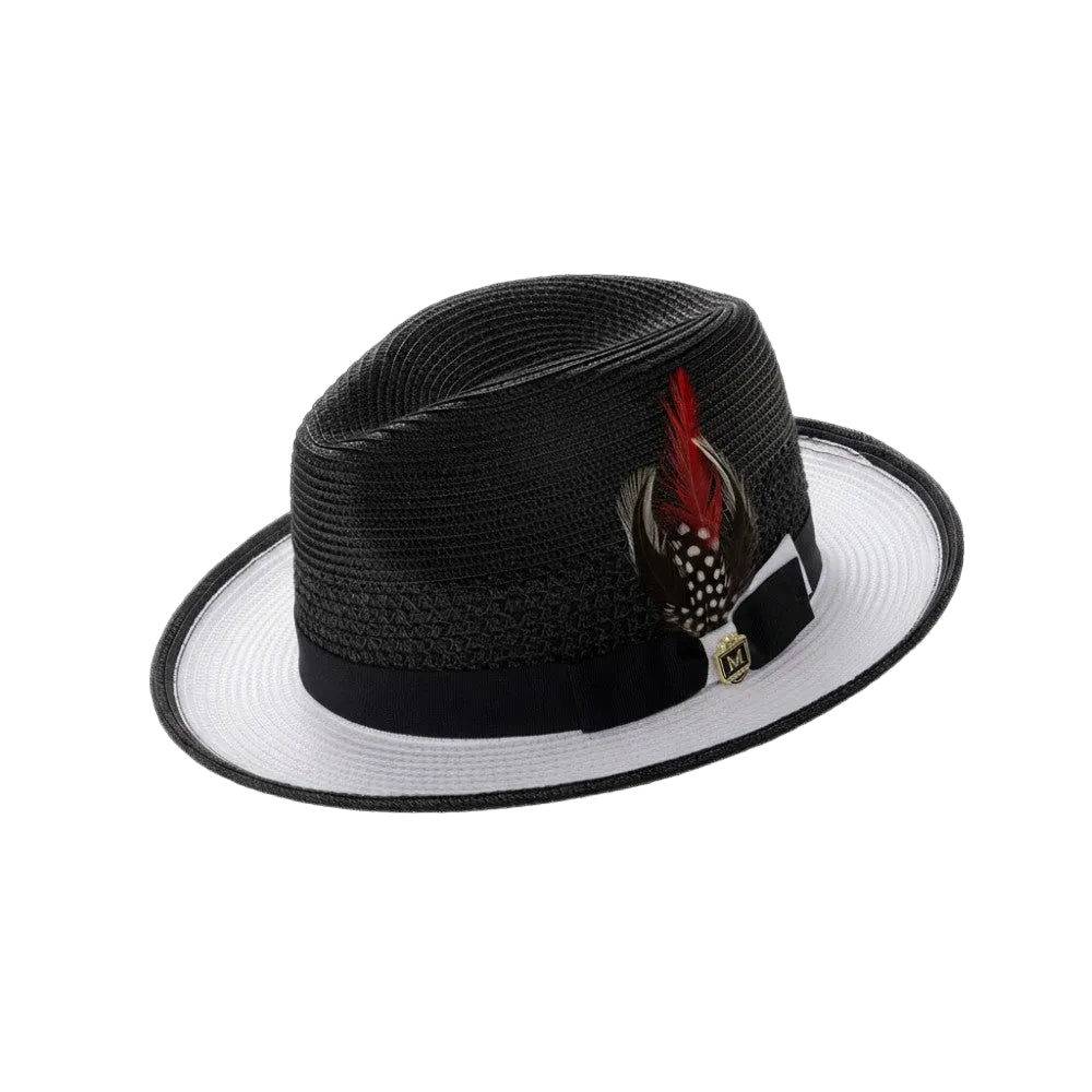 Men’s Two-Tone Braided Fedora Hat Black/White