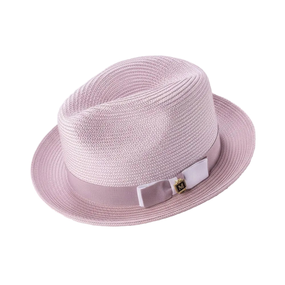 Mauve Men's Two Tone Braided Pinch Fedora with Grosgrain Ribbon