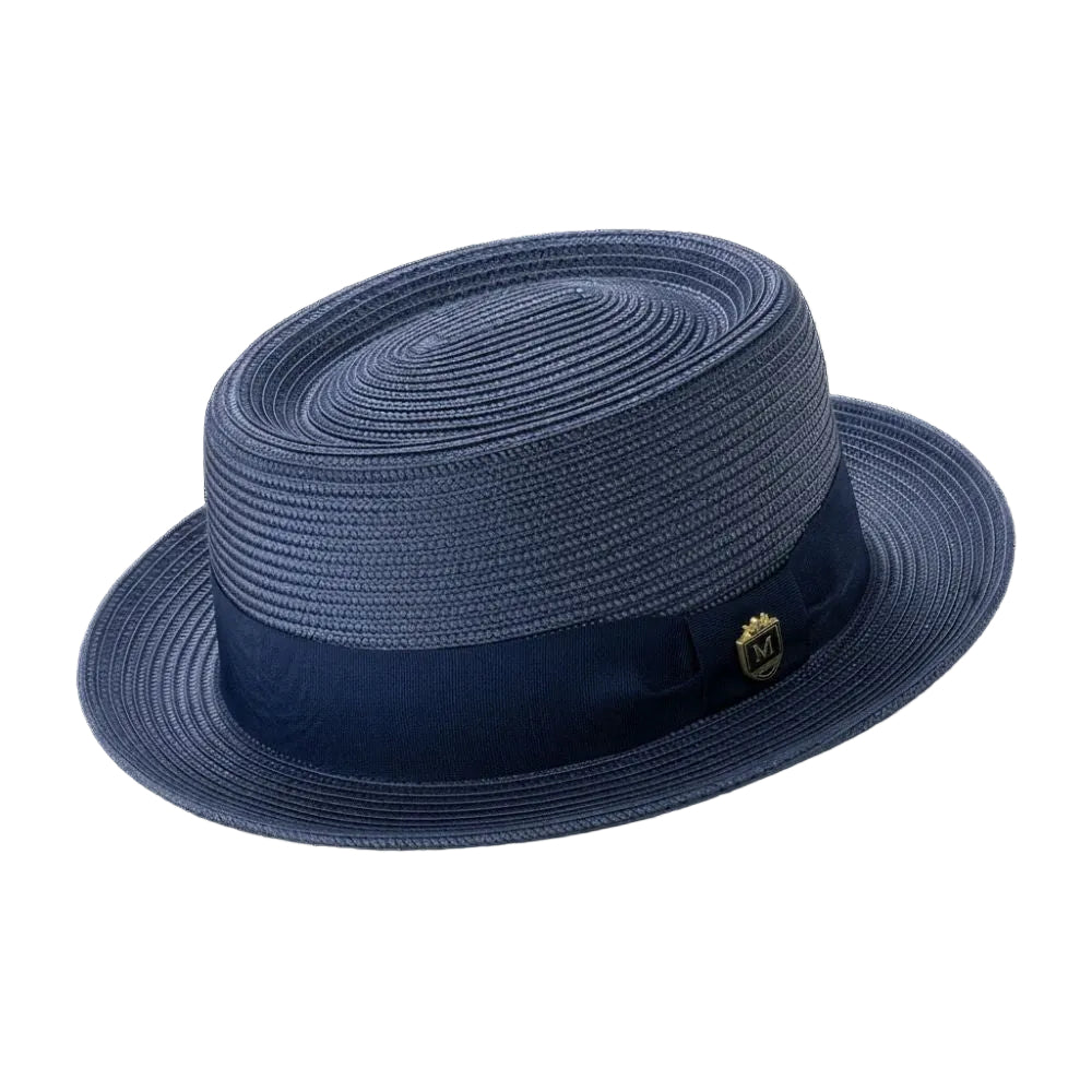 Men's Braided Hat Pork Pie Style in Navy
