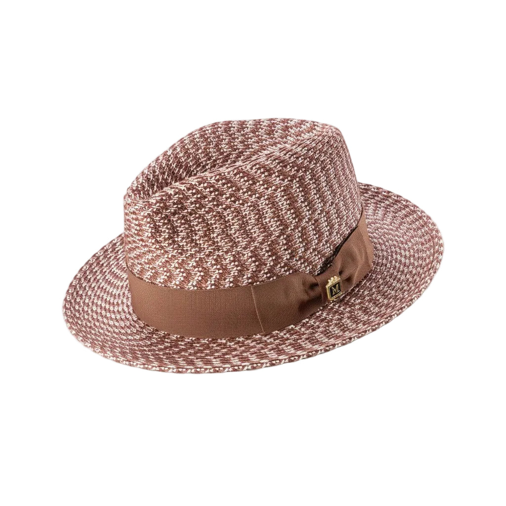 Men’s Cappuccino Woven Textured Patterned Braided Fedora Hat
