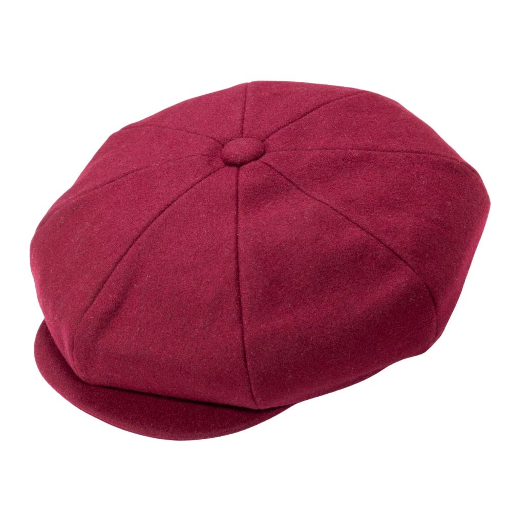 Burgundy Wool Felt Newsboy Cap
