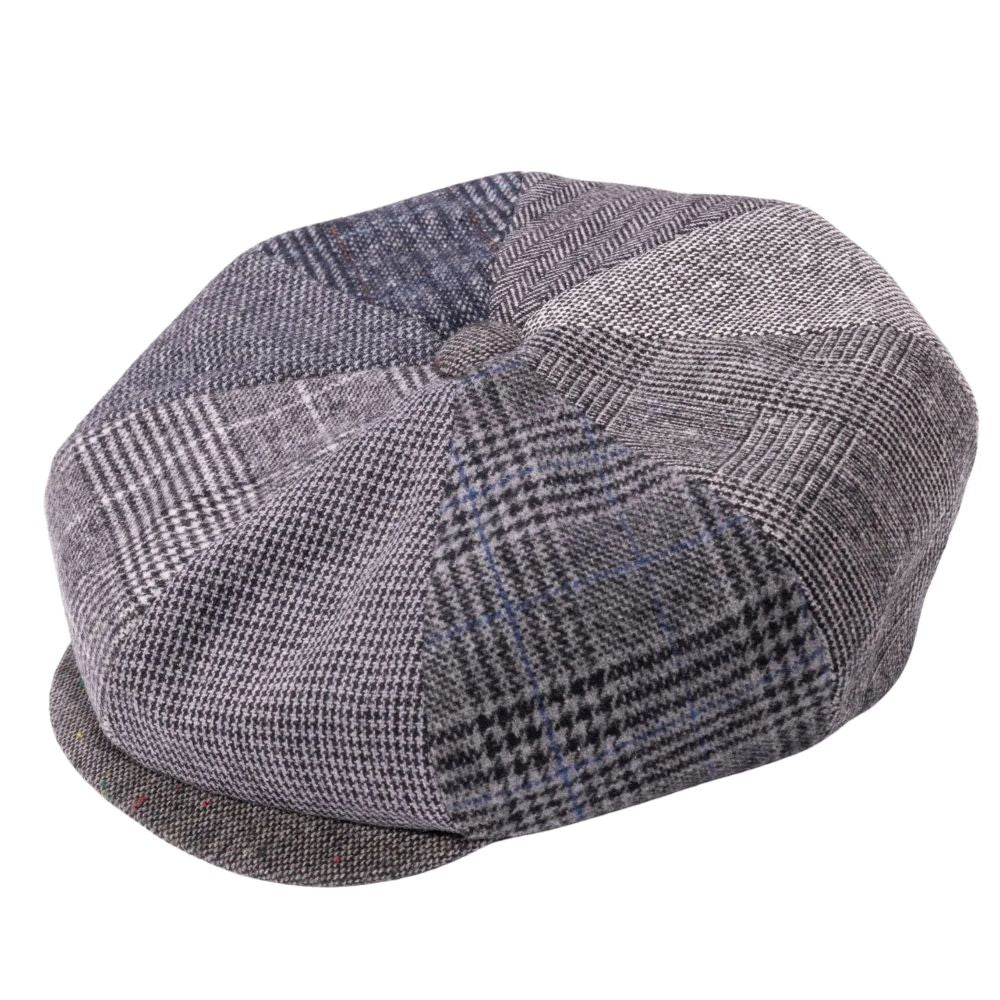 Gray Patchwork Newsboy Cap