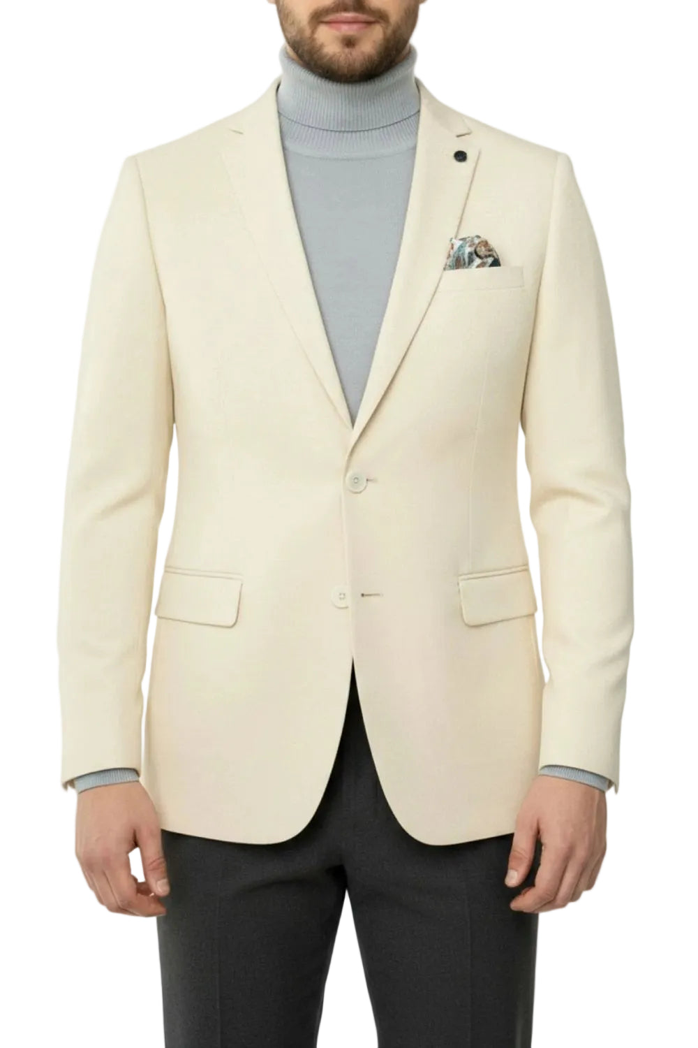 Beige Hybrid Fit Single Breasted Notch Lapel Jacket