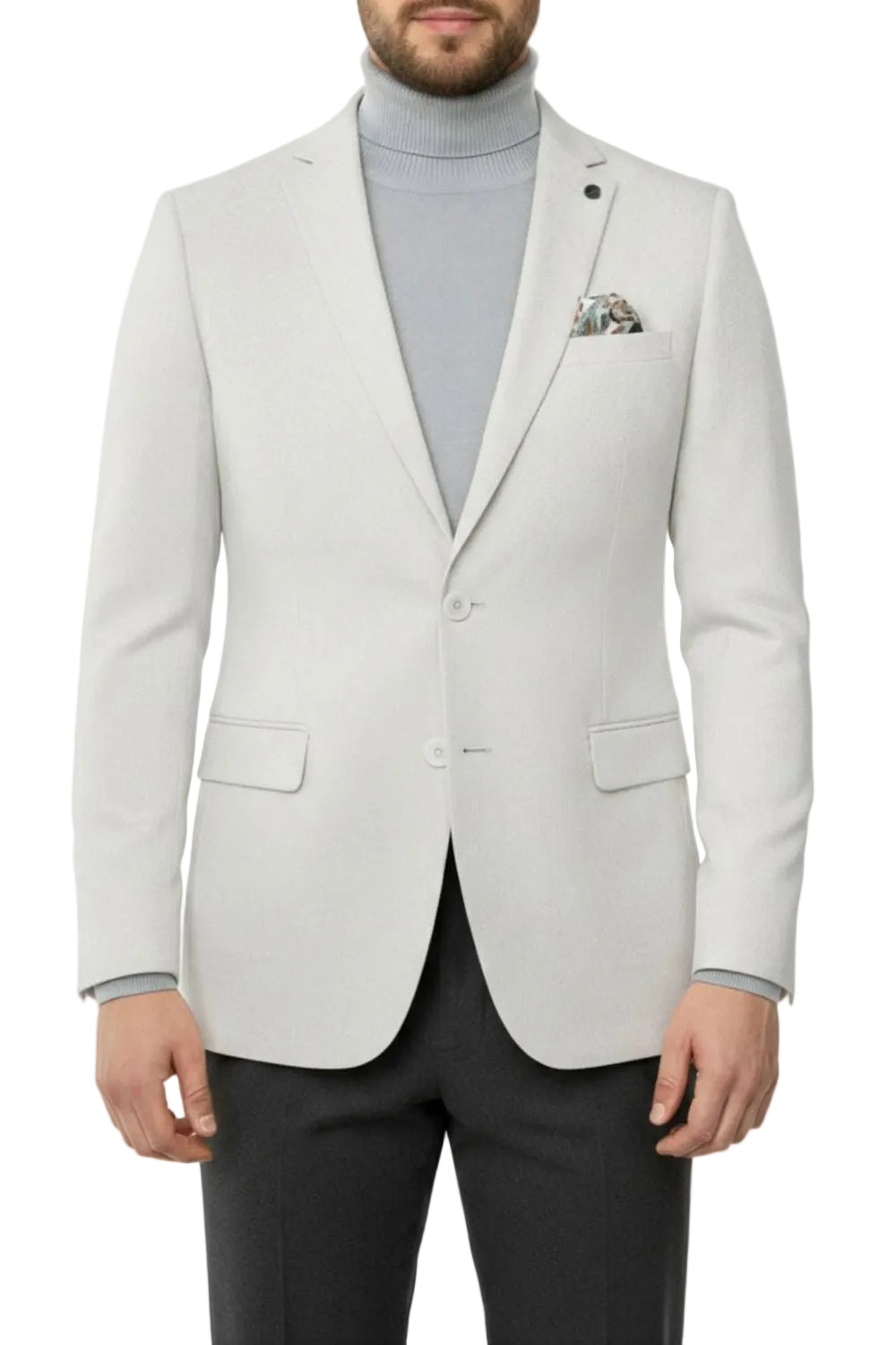 Light Gray Hybrid Fit Single Breasted Notch Lapel Jacket