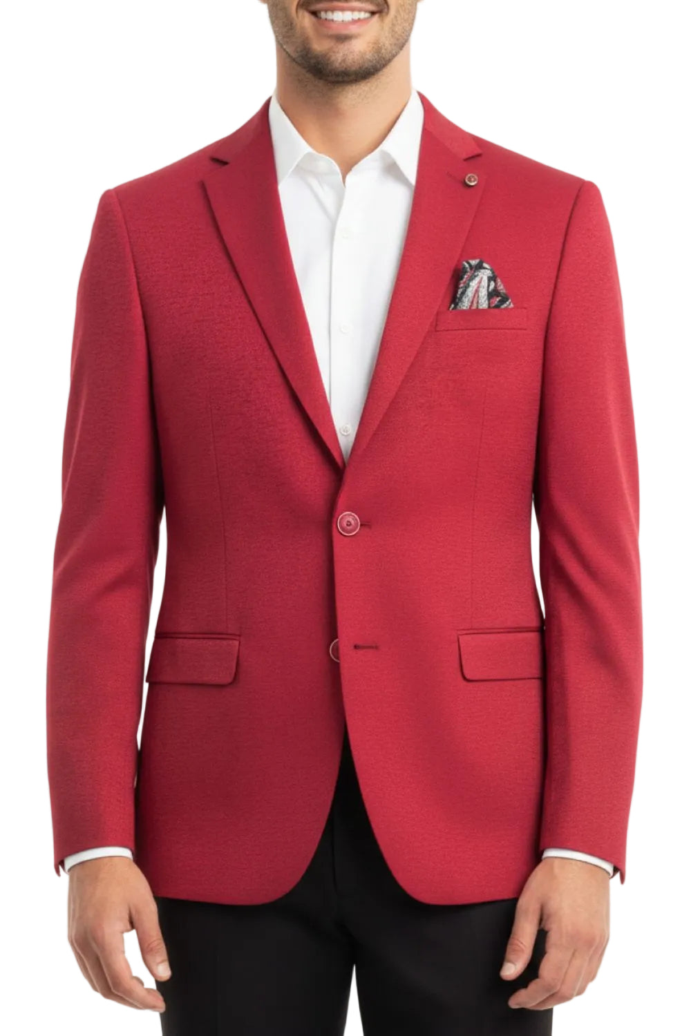 Red Hybrid Fit Single Breasted Notch Lapel Jacket