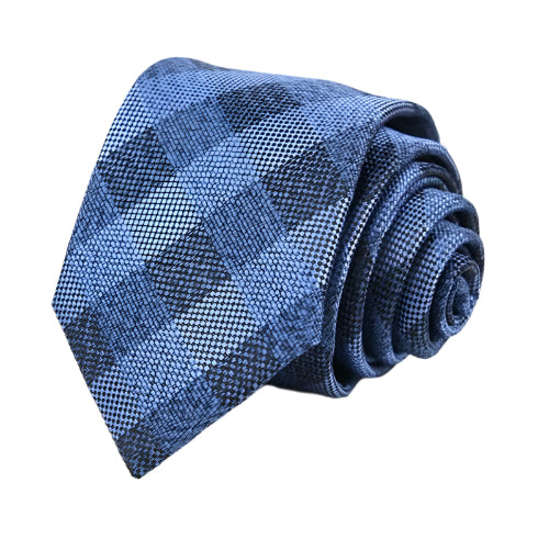 Blue check pattern tie