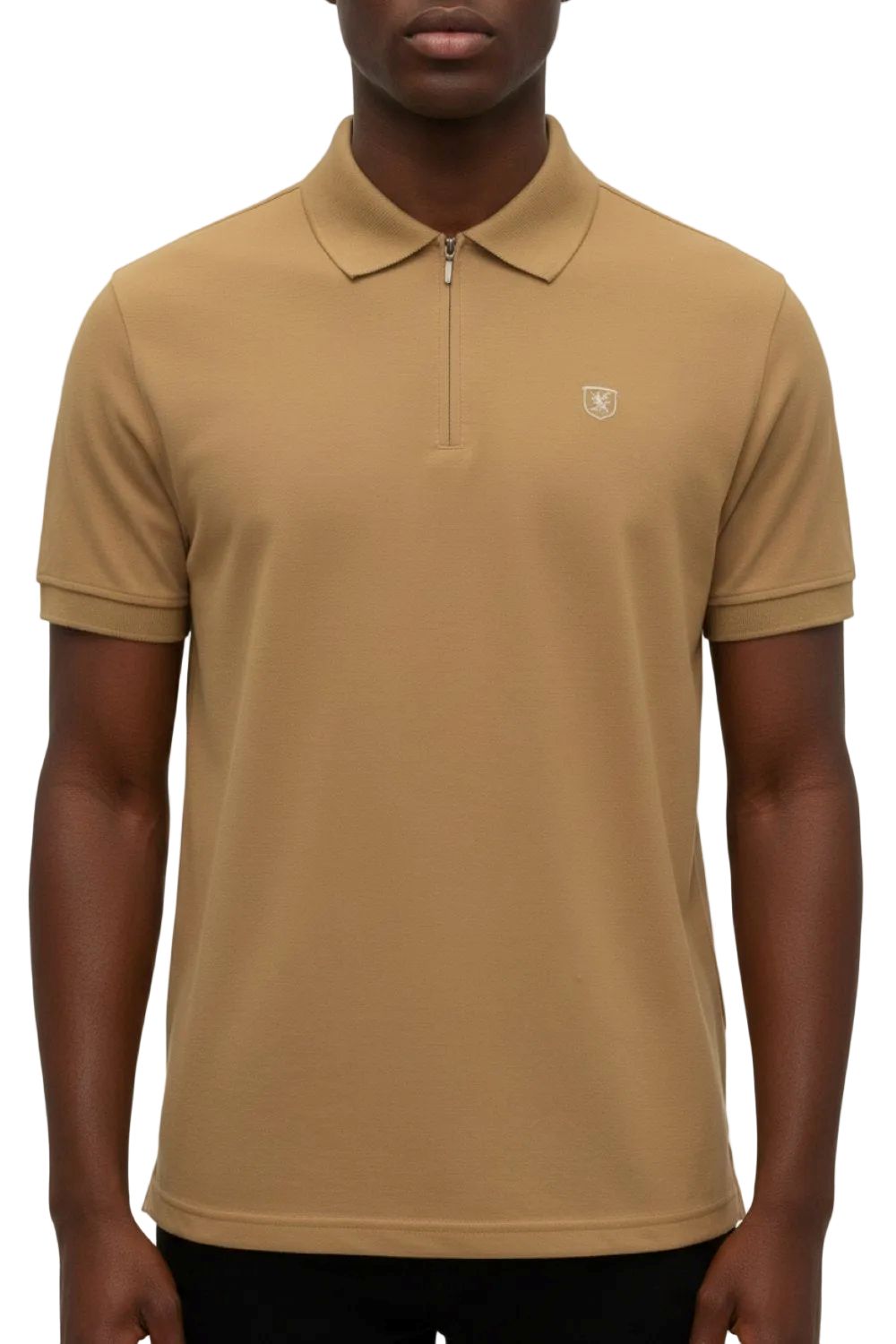 Stacy Adams - Khaki Cotton Zip Polo Shirt
