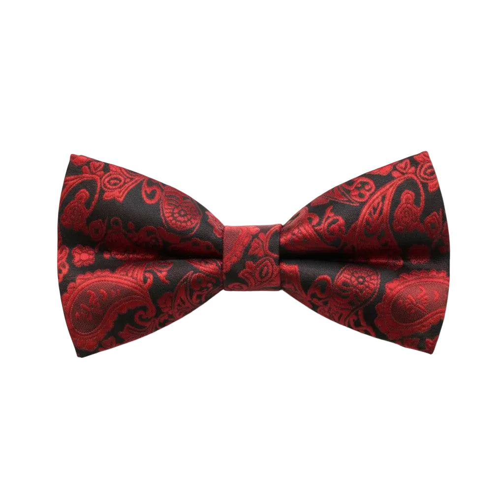 Red Floral Jacquard Pattern Bow Tie
