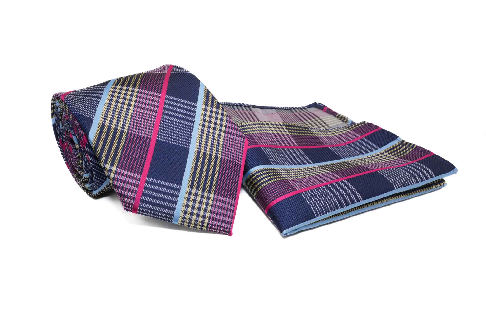 Multi Color Pattern Tie and Pocket Square Set