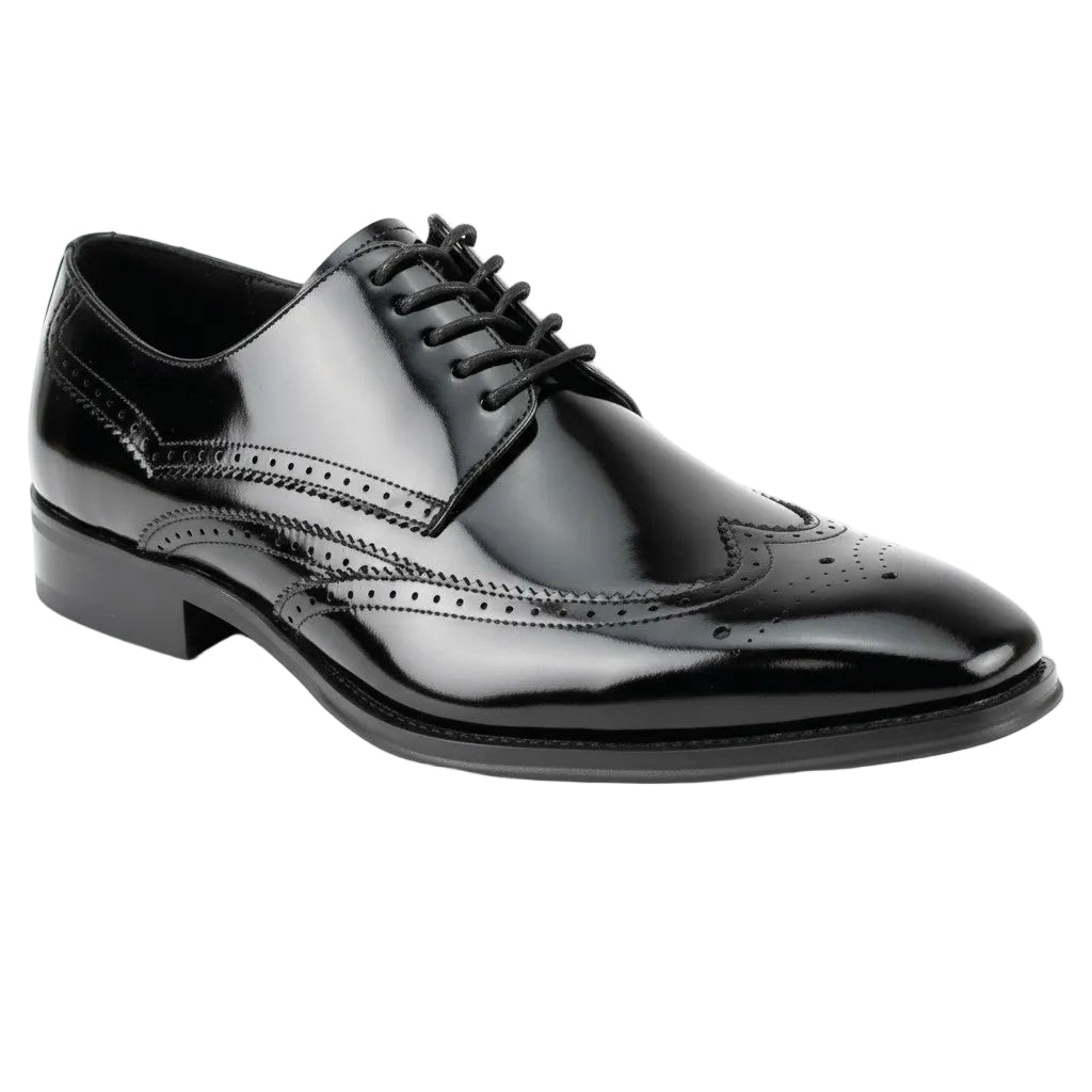 Lincoln Collection - Black Leather Wingtip Lace-up Dress Shoes
