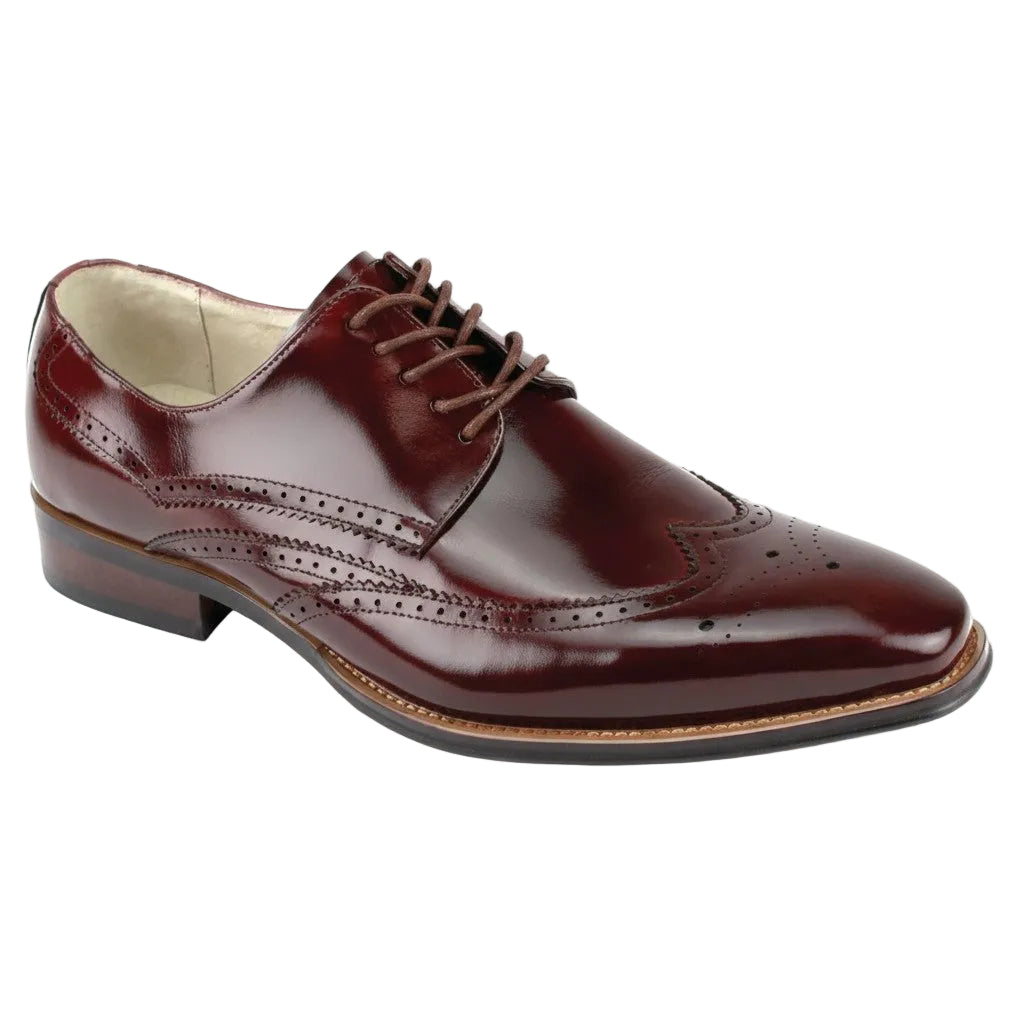 Lincoln Collection - Burgundy Leather Wingtip Lace-up Dress Shoes