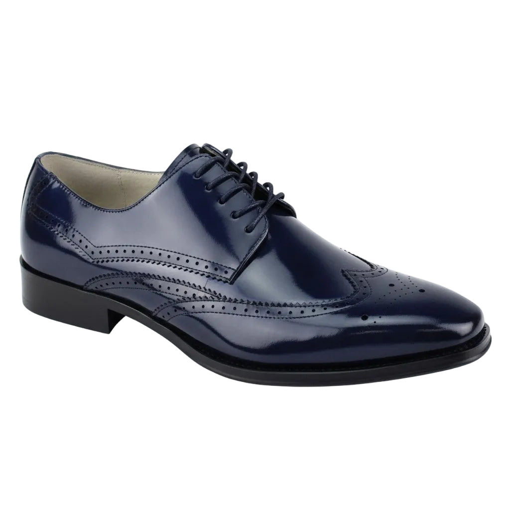 Lincoln Collection - Navy Leather Wingtip Lace-up Dress Shoes