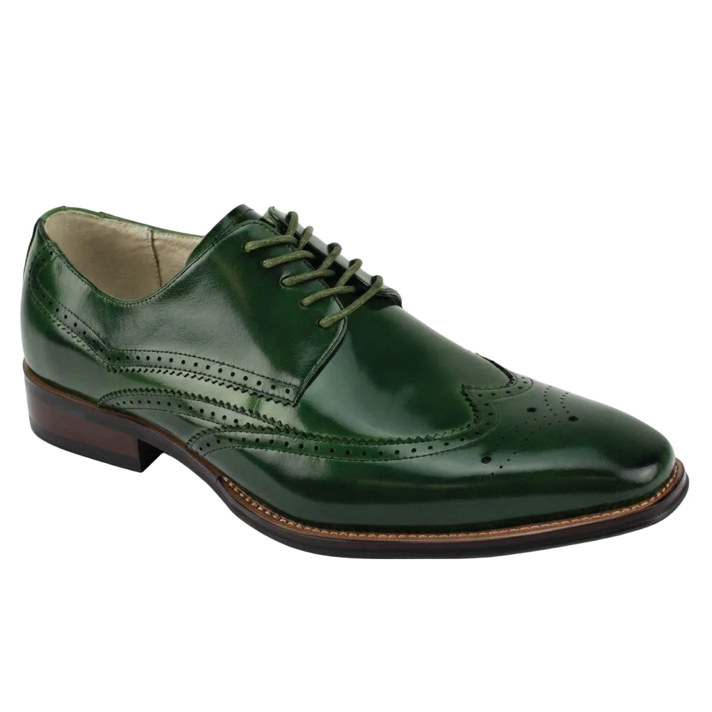 olive green dress shoes Lincoln Collection - Leather Wingtip Lace-up Color:Metallic Strapless Pleated Dress|Tropical Plus offering instant comfort right Drop-110125