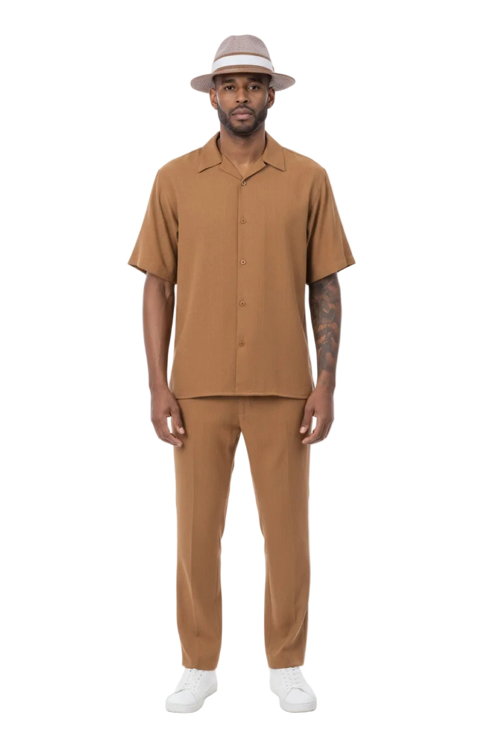 Men's 2 Piece Short Sleeve Cappuccino Walking Suit