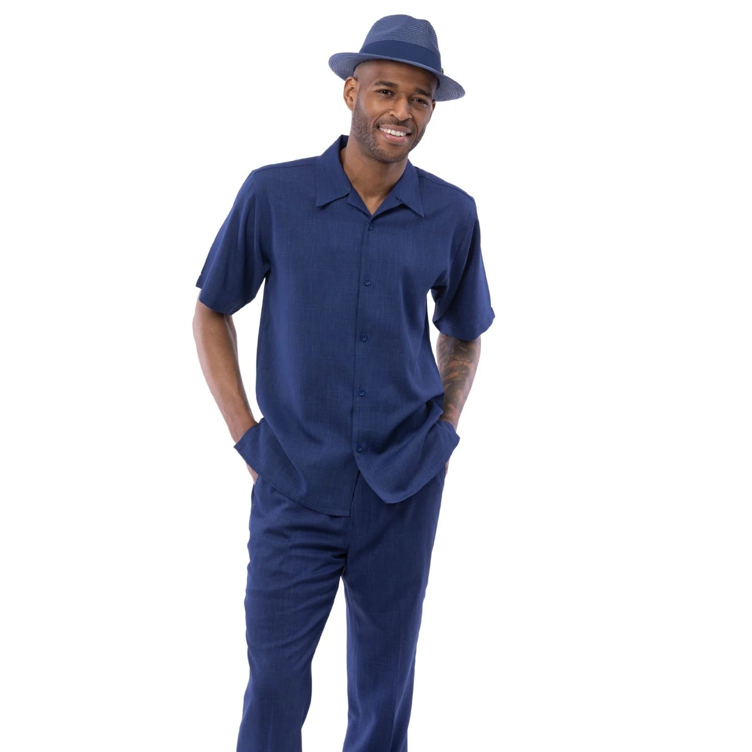 Men's 2 Piece Short Sleeve Navy Walking Suit

